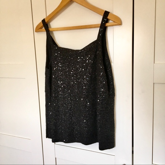 Eileen Fisher Black Sequin Surplice Shell size L - Picture 3 of 8